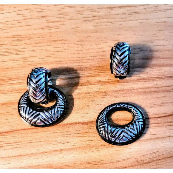 Vtg Door Knocker Earrings Convertible Silver Tone ClipOn Women '80s JY-61er - Picture 4 of 4